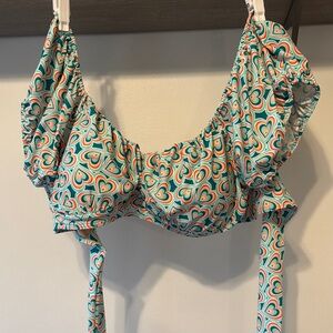 Unique Vintage Blue Ruched Tie Back Bikini